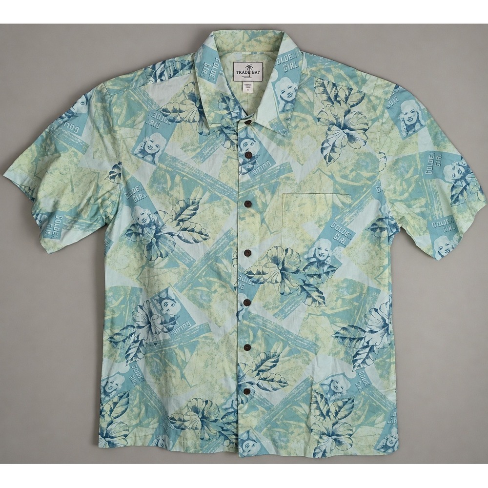 Trader Bay Sears Golden Girl Tropical Hawaiian Shirt NWT L Camp Button Vintage
